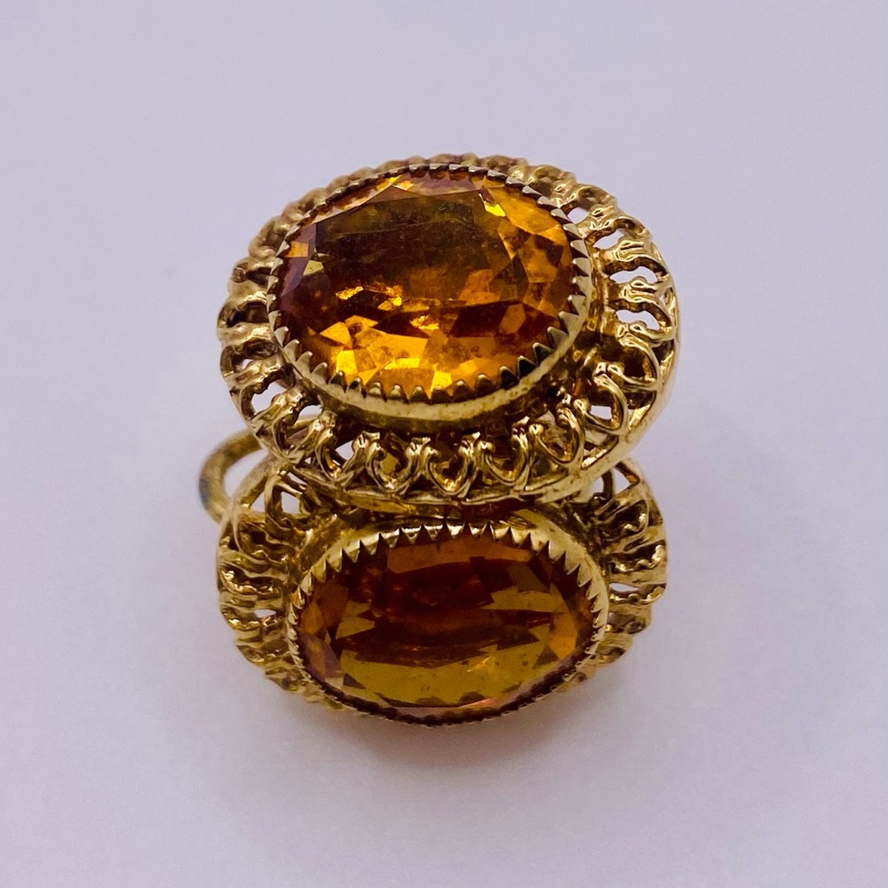Vintage Danecraft Sterling Silver Citrine Glass Screwback Earrings .75”x.5”